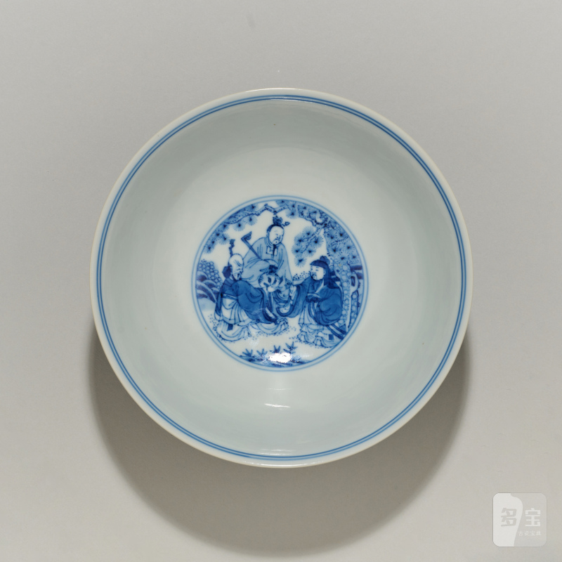 清乾隆 青花八仙人物纹碗（一对） - 图10